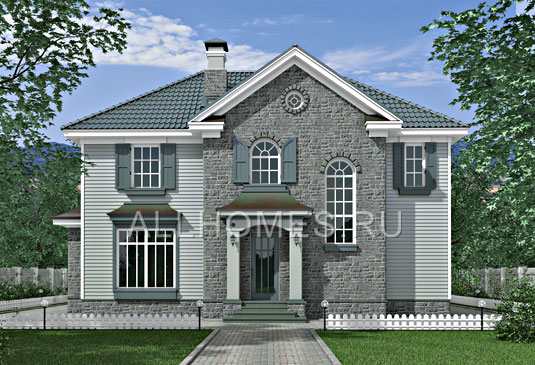 Проект газобетонного дома с отделкой сайдингом I-172-1P площадью 171.40 кв.м и материалом пеноблоки