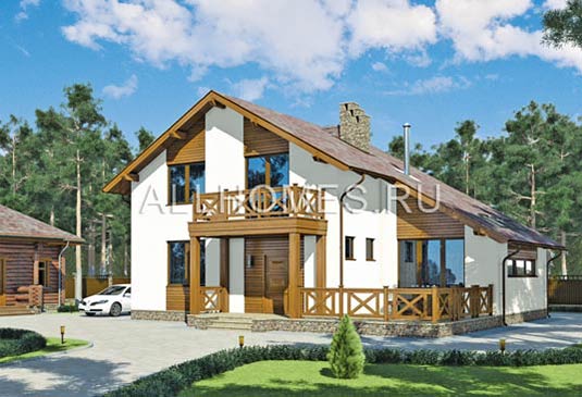 Проект коттеджа из пеноблоков для круглогодичного проживания L-209-1P площадью 208.95 кв.м и материалом пеноблоки