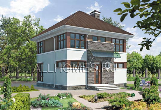 Проект современного коттеджа из пенобетона G-110-1P площадью 110.60 кв.м и материалом пеноблоки