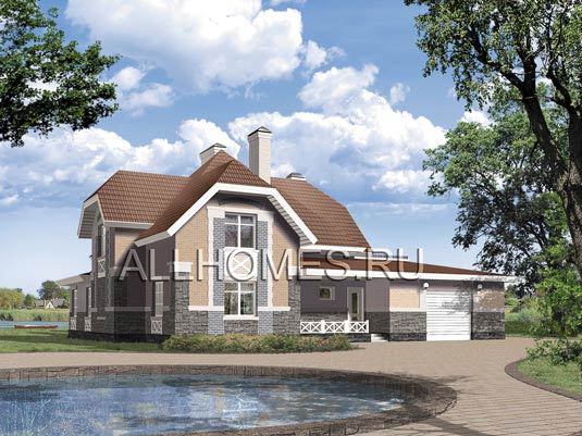 Проект двухэтажного коттеджа для семьи из 4-5 человек K-299-2K площадью 298.70 кв.м и материалом кирпич