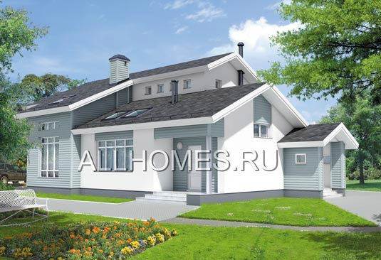 Проект компактного дачного дома из газобетона L-273-1P площадью 227.90 кв.м и материалом пеноблоки
