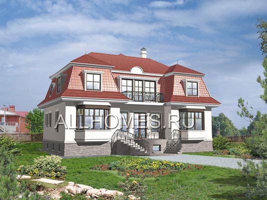 Проект элегантного загородного дома L-384-1P площадью 383.80 кв.м и материалом пеноблоки