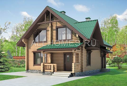 Проект небольшого дома из бревна I-137-1D площадью 137.20 кв.м и материалом дерево