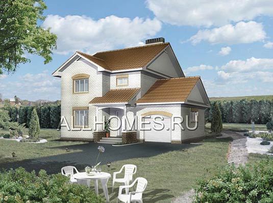 Проект компактного кирпичного коттеджа E-137-1K площадью 137.00 кв.м и материалом кирпич