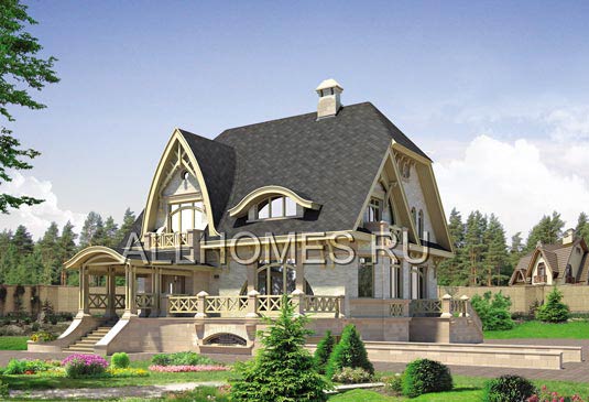 Проект особняка в стиле модерна конца ХХ века M-293-1P площадью 292.80 кв.м и материалом пеноблоки