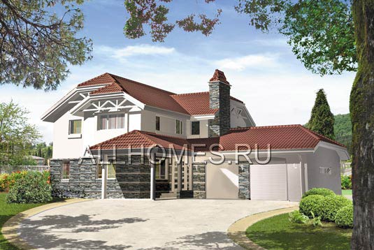 Проект дачного дома с чердачной кровлей H-234-1K площадью 234.00 кв.м и материалом кирпич