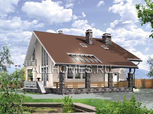 Проект небольшого коттеджа с лаконичной архитектурой K-234-2K площадью 234.00 кв.м и материалом кирпич