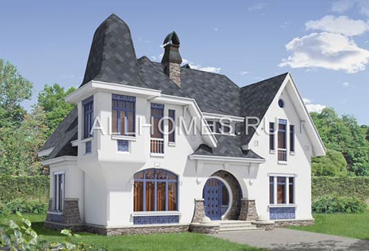 Проект загородного особнякя в традициях стиля модерн L-185-1P площадью 185.20 кв.м и материалом пеноблоки