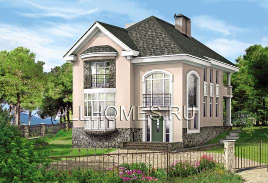 Проект загородного дома из крупногабаритных керамических камней H-159-2K площадью 158.50 кв.м и материалом кирпич