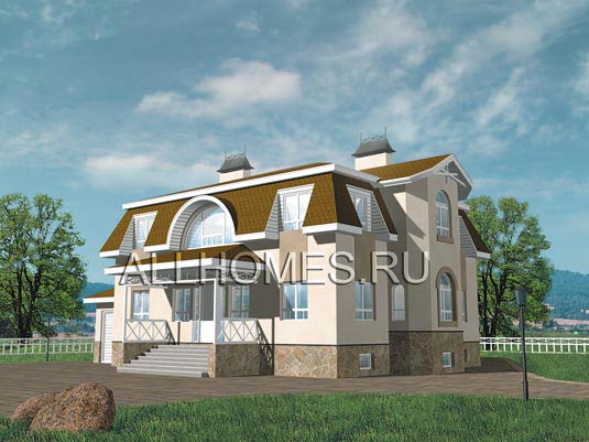 Проект загородного солидного просторного особняка L-410-1P площадью 409.60 кв.м и материалом пеноблоки