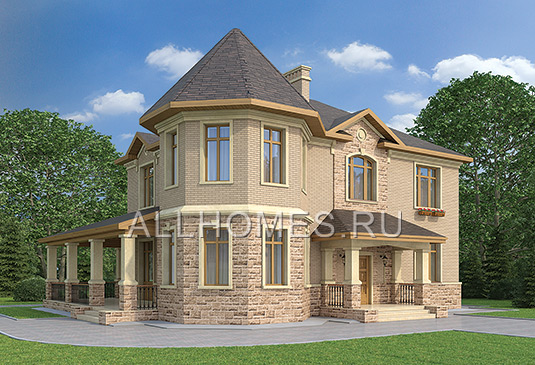 Проект кирпичного дома K-270-1D площадью 260.60 кв.м и материалом кирпич