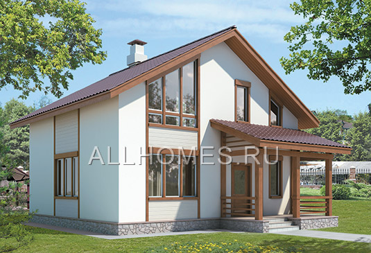 Проект небольшого красивого дачного дома H-136-1P площадью 136.30 кв.м и материалом пеноблоки