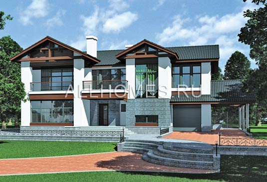 Проект загородного особняка из кирпича S-388-1K площадью 436.50 кв.м и материалом кирпич