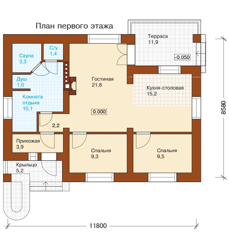 Проект одноэтажного дома из пеноблоков 10 10