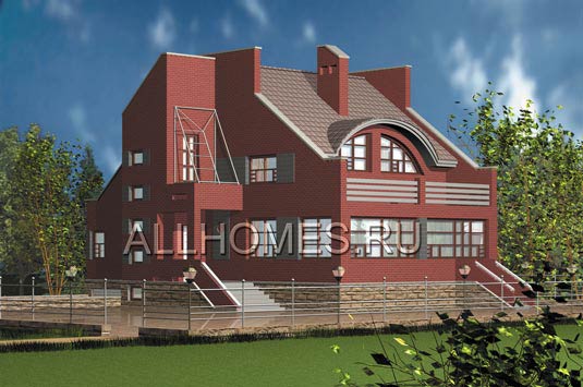 Проект монументального загородного дома I-223-1P площадью 222.90 кв.м и материалом пеноблоки