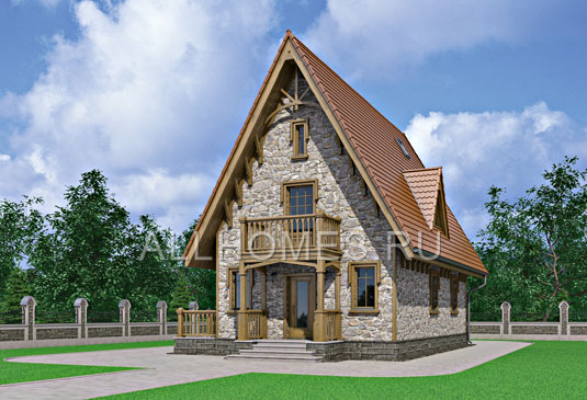 Проект дома в готическом стиле 11 на 6 I-124-1P площадью 124.60 кв.м и материалом пеноблоки
