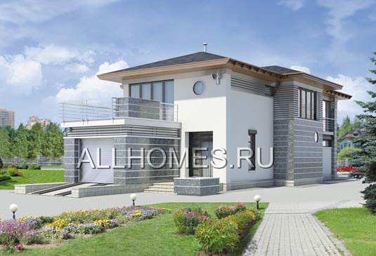 Проект загородной виллы K-211-1K площадью 210.30 кв.м и материалом кирпич