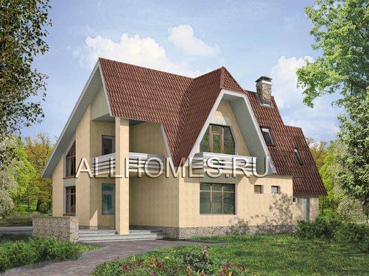 Проект небольшого загородного коттеджа из кирпича I-194-1K площадью 194.20 кв.м и материалом кирпич