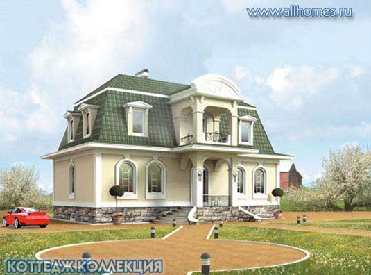 Проект двухэтажного коттеджа из поризованного камня F-118-1K площадью 117.80 кв.м и материалом кирпич