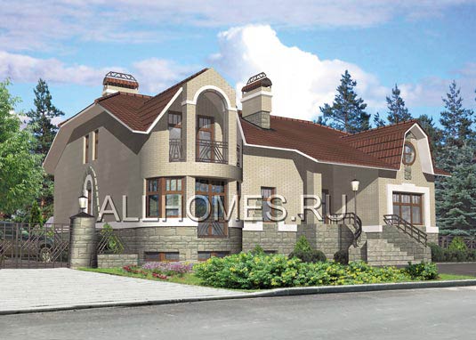 Проект дома с сауной и бассейном I-296-1P площадью 294.90 кв.м и материалом пеноблоки