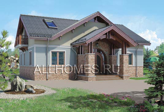 Проект дачного дома из ячеистого бетона J-175-1P площадью 176.00 кв.м и материалом пеноблоки