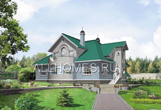 Проект 5-6 комнатного коттеджа из газобетона K-434-1P площадью 433.90 кв.м и материалом пеноблоки