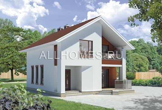 Проект коттеджа с отделкой фасадов декоративной штукатуркой I-135-1P площадью 135.00 кв.м и материалом пеноблоки