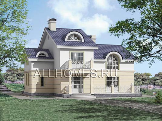 Проект загородного дома с циркульным санблоком K-204-1K площадью 204.00 кв.м и материалом кирпич