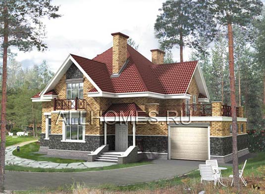 Проект коттеджа для семьи из 3 - 5 человек K-252-1K площадью 252.50 кв.м и материалом кирпич