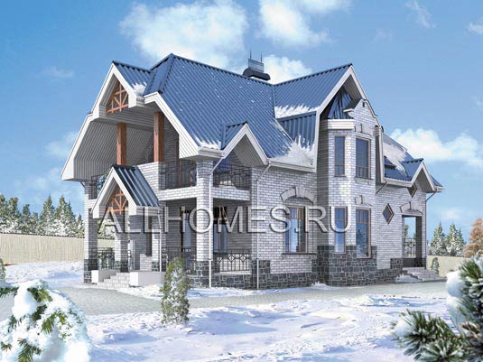 Проект коттеджа из газобетонных блоков I-217-1P площадью 217.00 кв.м и материалом пеноблоки