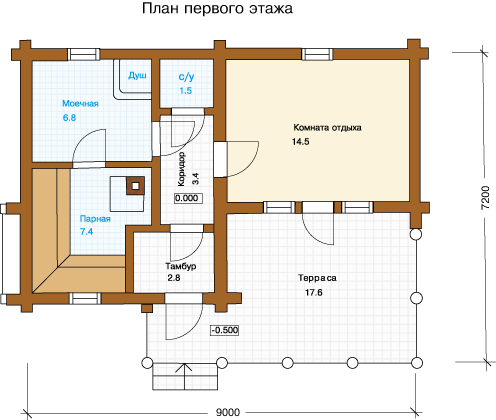 Дом отдыха с баней проекты Купить проект бани с возможностью перепланировки в домик A-042-1D на сайте mosho