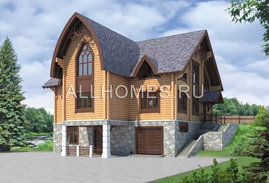 Проект деревянного загородного дома с цокольным этажом L-437-1D площадью 436.70 кв.м и материалом дерево