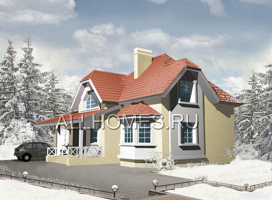 Проект загородного дома из кирпича F-145-1K площадью 145.30 кв.м и материалом кирпич