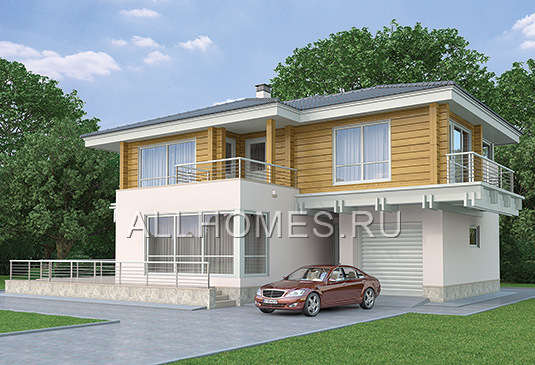 Проект дома из керамзитобетонных блоков L-241-1D площадью 241.10 кв.м и материалом дерево