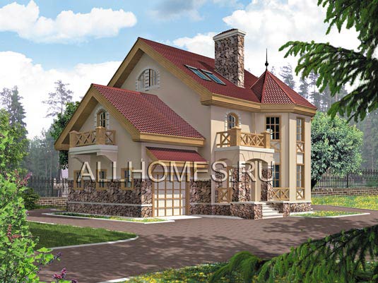 Проект небольшого кирпичного загородного дома J-232-1K площадью 232.10 кв.м и материалом кирпич