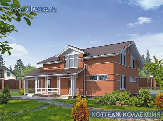 Проект двухэтажного загородного коттеджа из ячеистого бетона J-218-1P площадью 218.00 кв.м и материалом пеноблоки