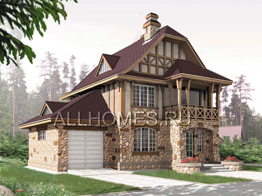 Проект двухэтажного загородного особняка H-127-1P площадью 126.50 кв.м и материалом пеноблоки