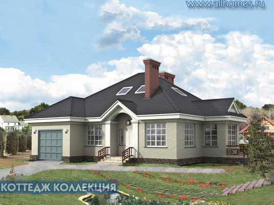 Проект коттеджа в духе современной архитектуры K-235-1K площадью 234.50 кв.м и материалом кирпич