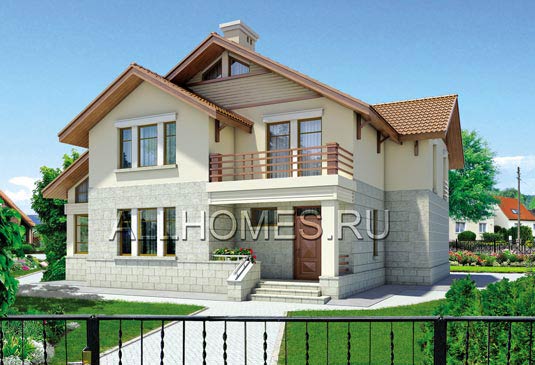 Проект комфортабельного коттеджа со скатной кровлей L-227-1K площадью 226.90 кв.м и материалом кирпич