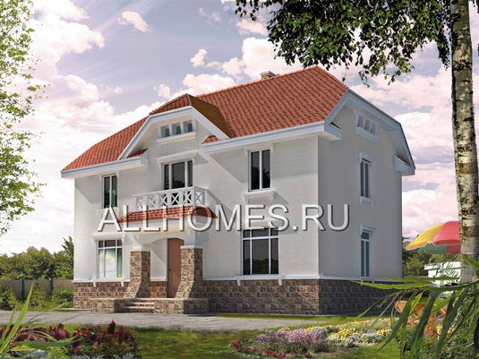 Проект компактного загородного дома из ячеистого бетона F-132-1P площадью 131.70 кв.м и материалом пеноблоки