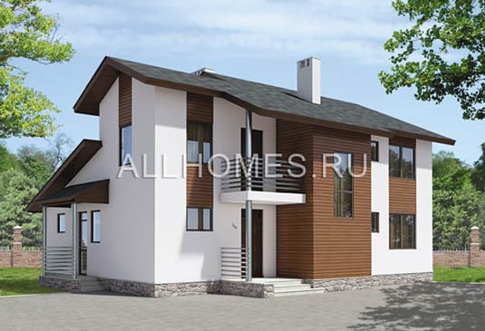 Проект загородного кирпичного дома в современном стиле H-164-1K площадью 164.20 кв.м и материалом кирпич