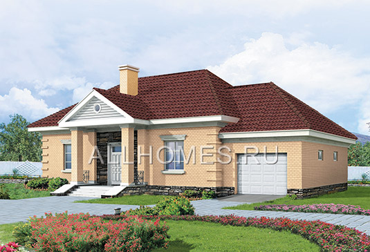 Проект коттеджа с комфортабельной планировкой H-168-1K площадью 167.70 кв.м и материалом кирпич