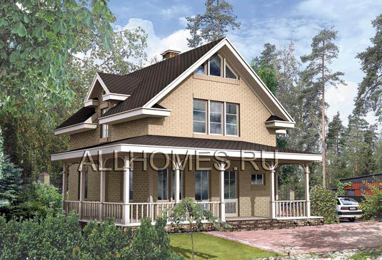 Проект каркасного коттеджа загородного типа H-185-1S площадью 184.90 кв.м и материалом каркас