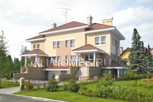 Проект двухквартирного жилого дома L-428-1P площадью 428.10 кв.м и материалом пеноблоки