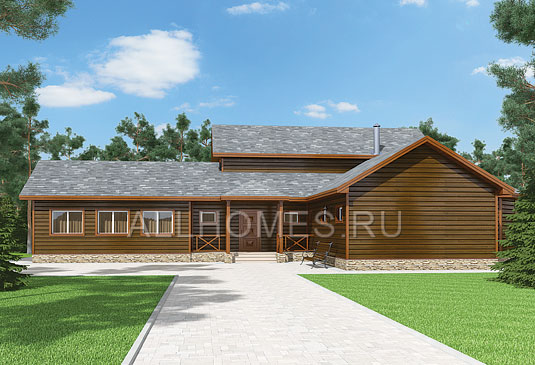 Проект многофункционального загородного объекта K-224-1S площадью 224.00 кв.м и материалом каркас