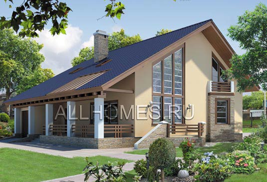 Проект частного коттеджа K-256-1K площадью 255.70 кв.м и материалом кирпич