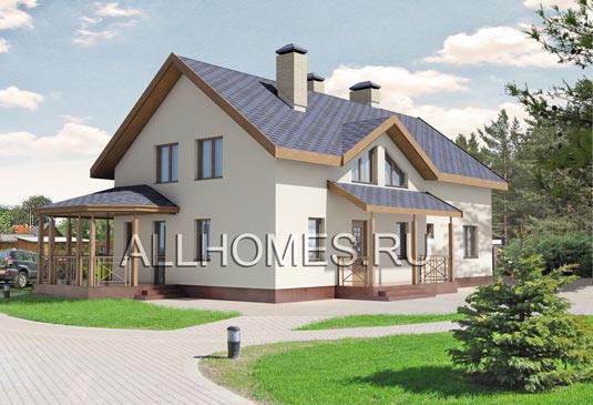 Проект красивого дачного дома I-202-1P площадью 242.60 кв.м и материалом пеноблоки