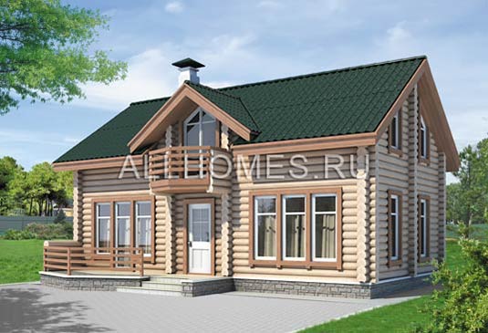 Проект загородного дома из бревна 6 на 10,6 I-123-1D площадью 123.20 кв.м и материалом дерево