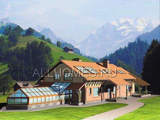 Проект загородного коттеджа в скандинавском стиле K-392-1P площадью 391.70 кв.м и материалом пеноблоки