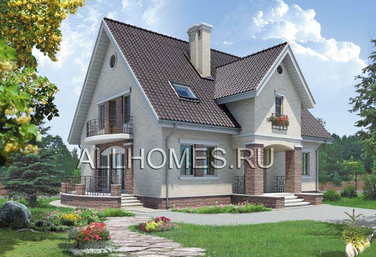 Проект дома из кирпича с использованием утеплителя K-223-1K площадью 222.80 кв.м и материалом кирпич